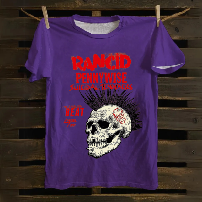 Rancid Skull Print Casua cotton T-Shirt