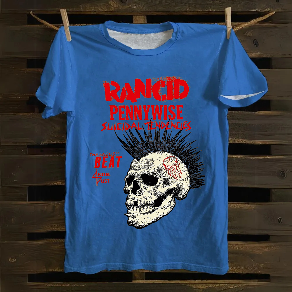 Rancid Skull Print Casua cotton T-Shirt
