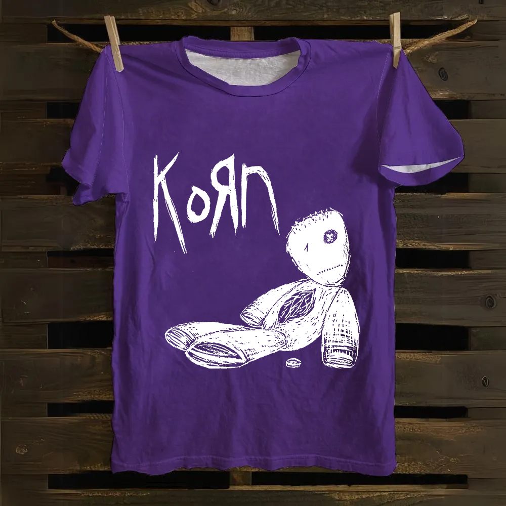 Unisex Vintage Korn Metal Band  cotton T-Shirt