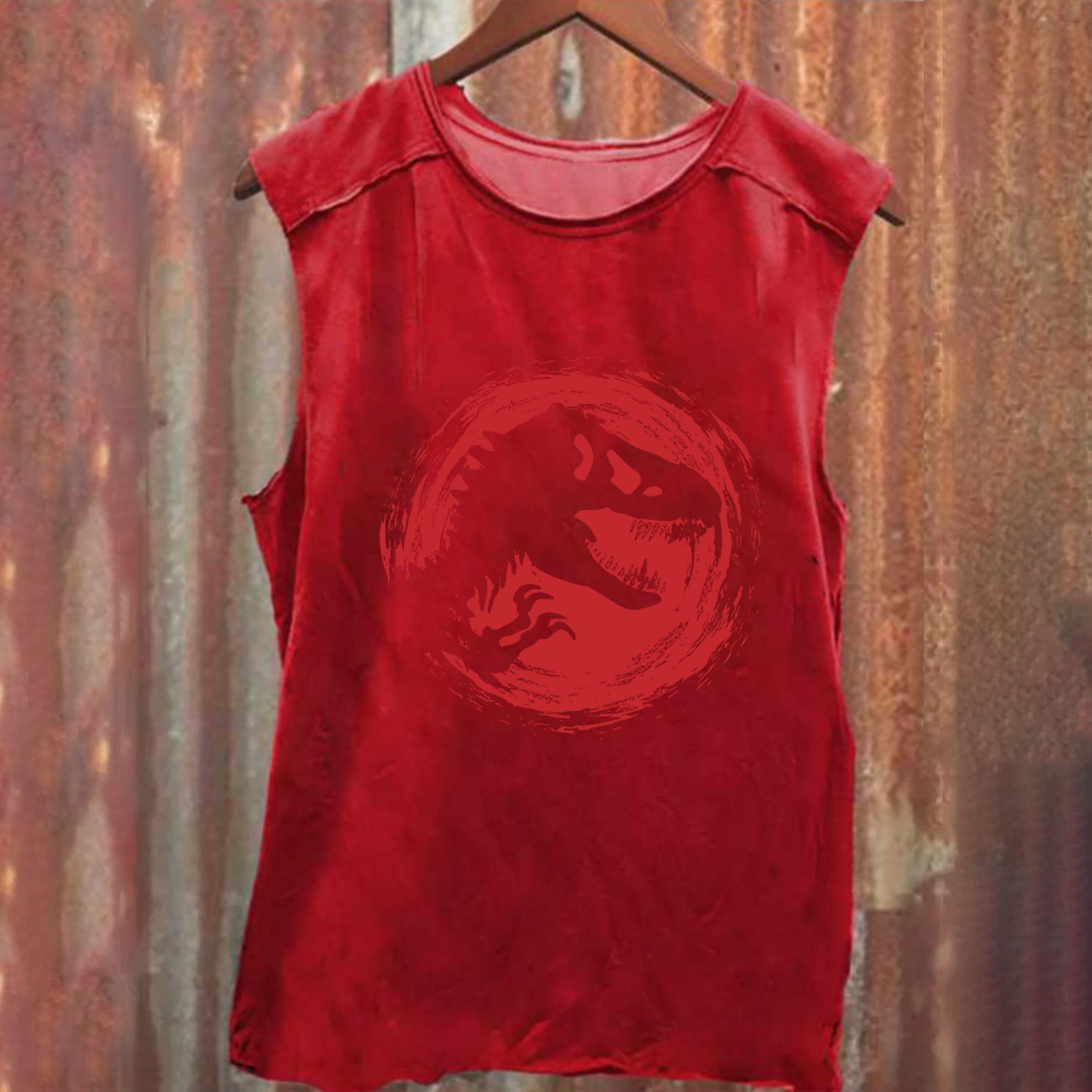 Unisex Vintage Jurassic World Red Logo  tank Top