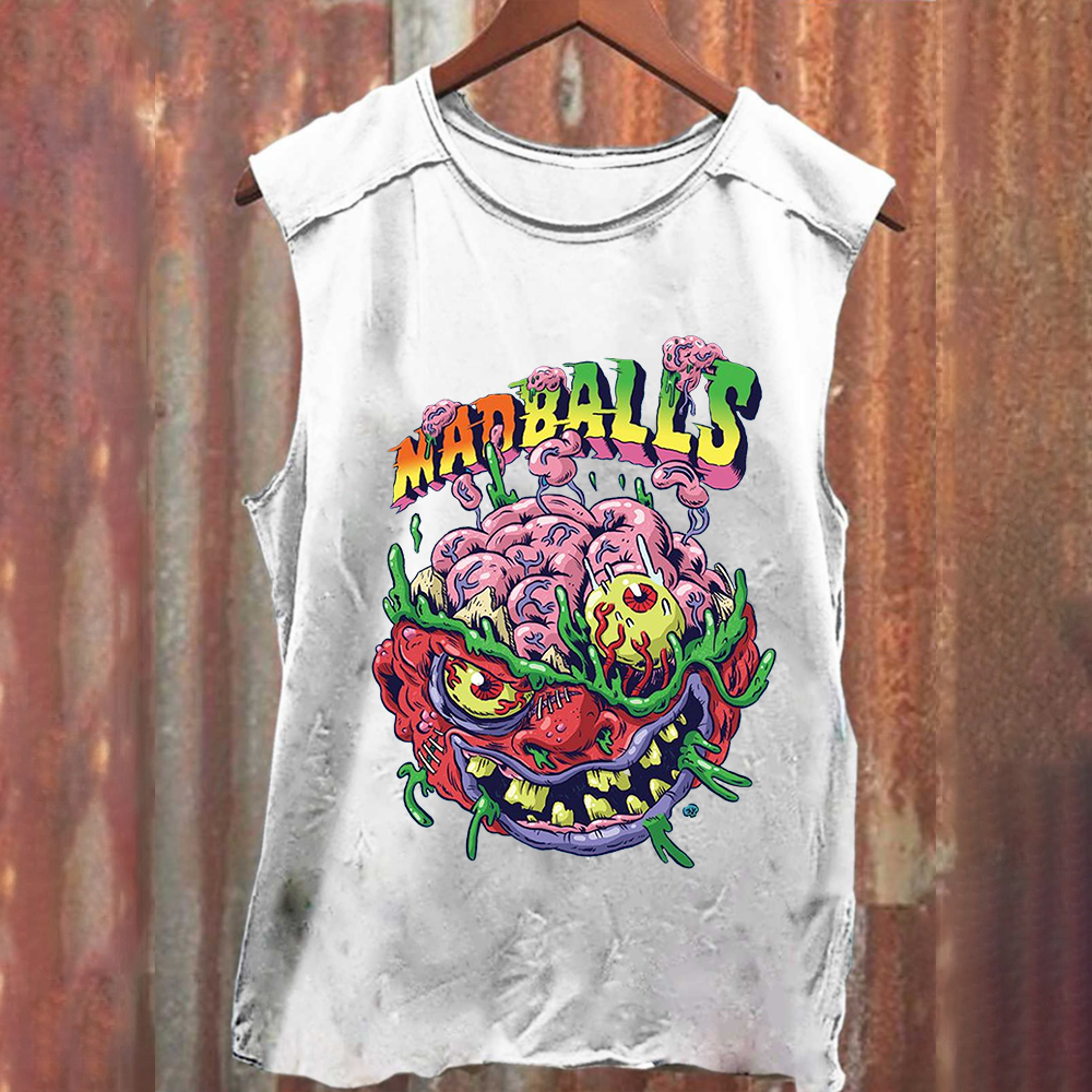 Unisex Blue Madballs Zombie Weird Print Casual  tank Top