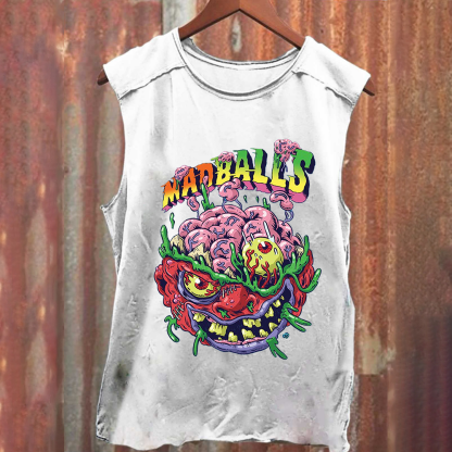 Unisex Blue Madballs Zombie Weird Print Casual  tank Top