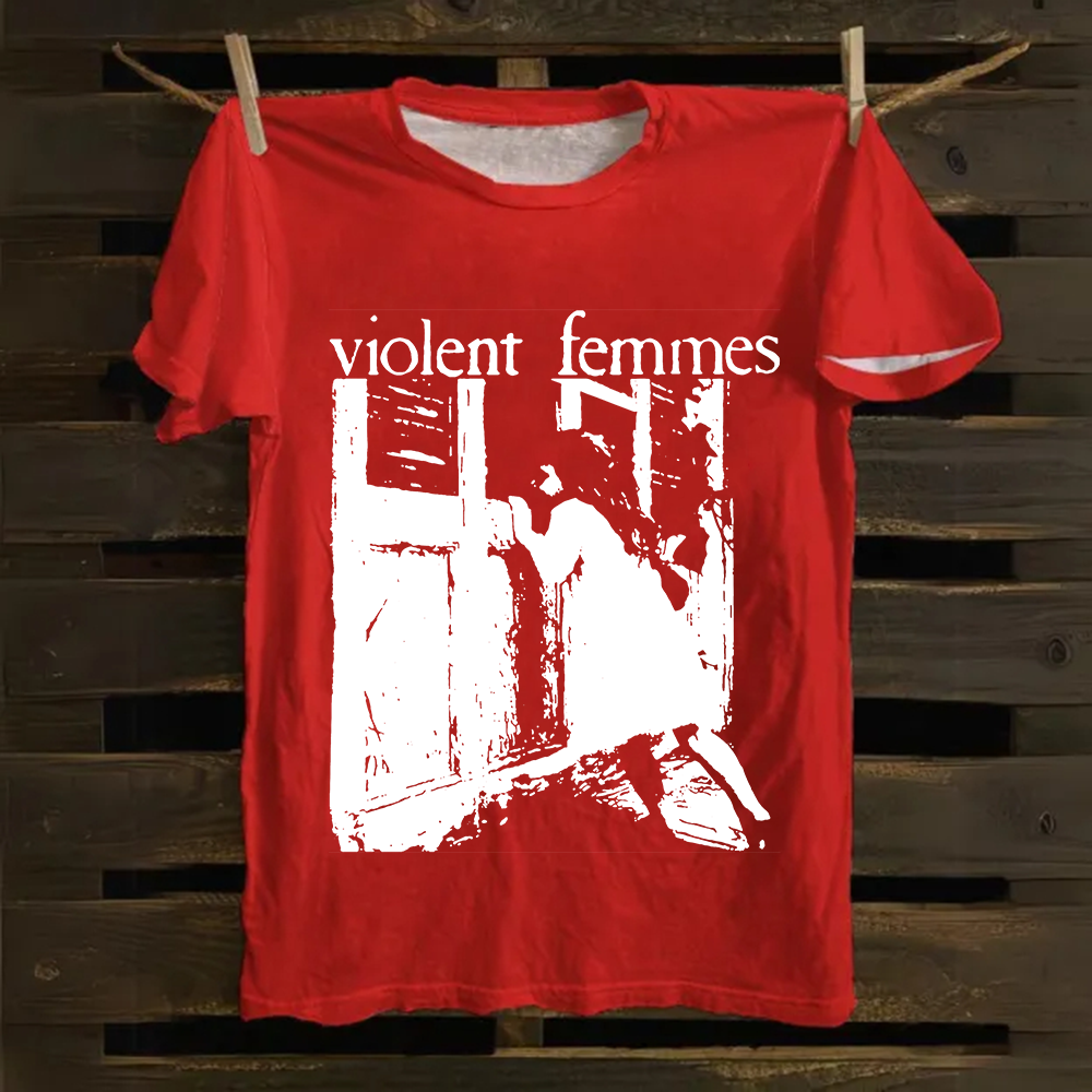 Unisex Casual Violent Femmes Punk Band Printed cotton T-Shirt