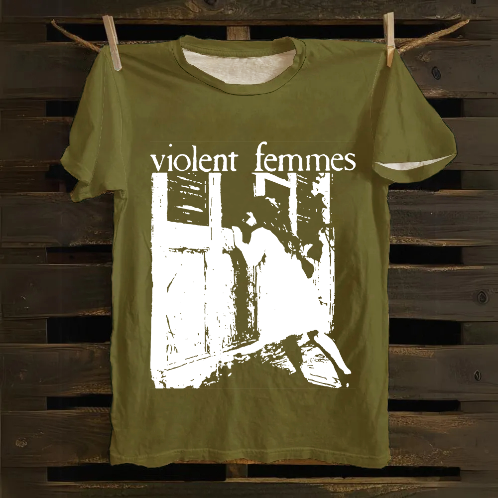 Unisex Casual Violent Femmes Punk Band Printed cotton T-Shirt