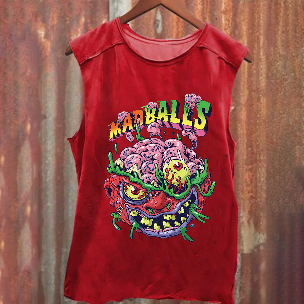 Unisex Blue Madballs Zombie Weird Print Casual  tank Top