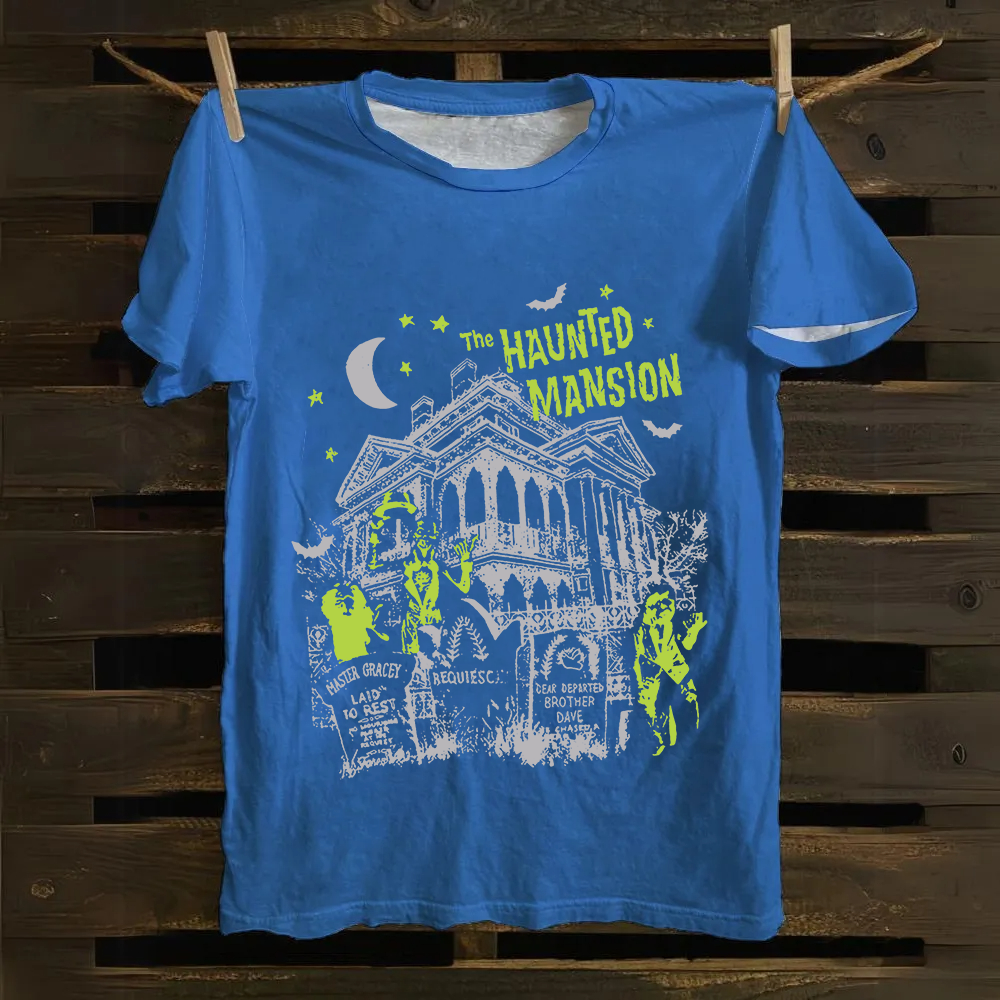 Unisex Vintage The Haunted Mansion Movie cotton T-Shirt