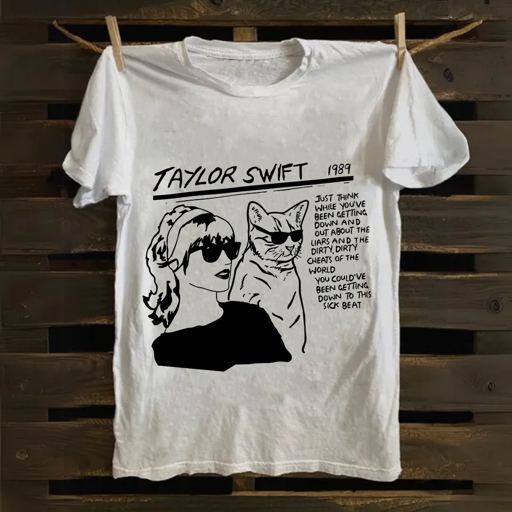 Unisex Casual Taylor Swift Singer Cat Printed cotton T-Shirt