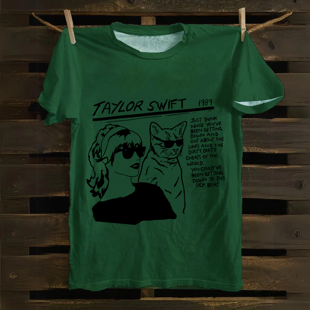 Unisex Casual Taylor Swift Singer Cat Printed cotton T-Shirt