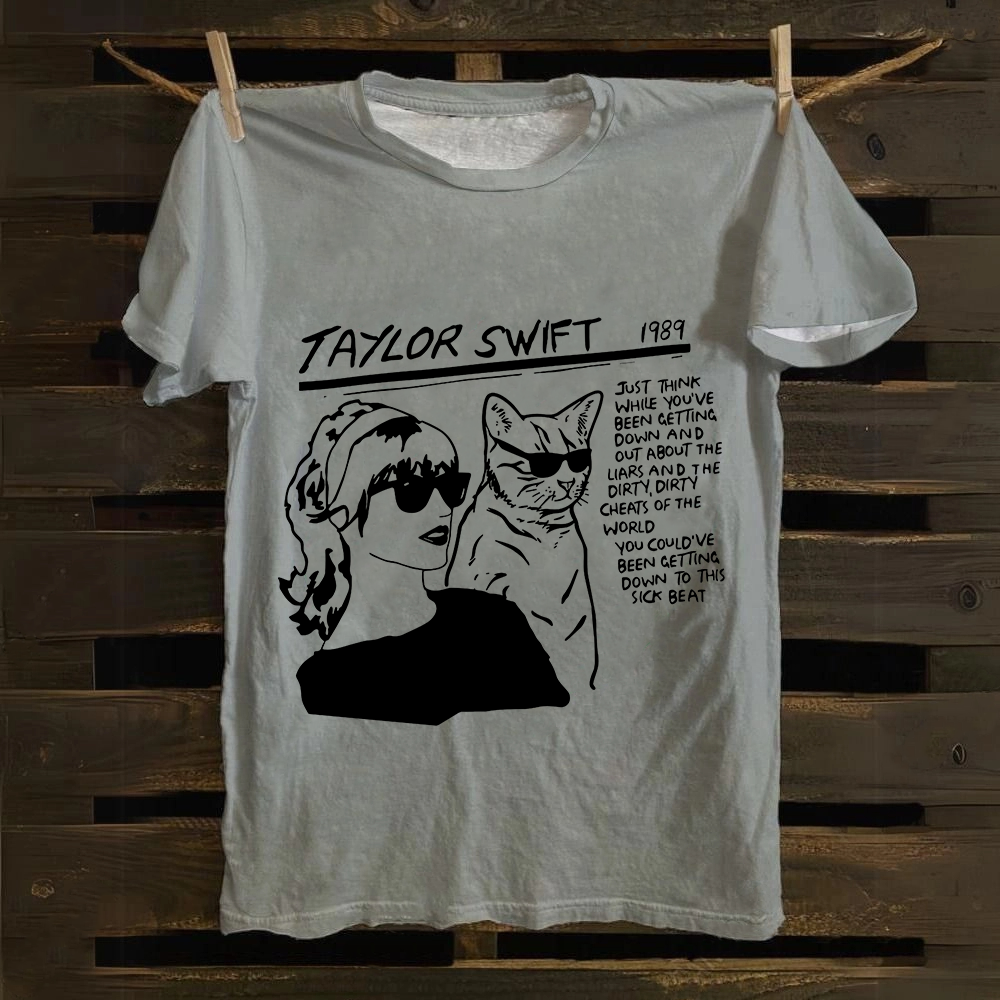 Unisex Casual Taylor Swift Singer Cat Printed cotton T-Shirt
