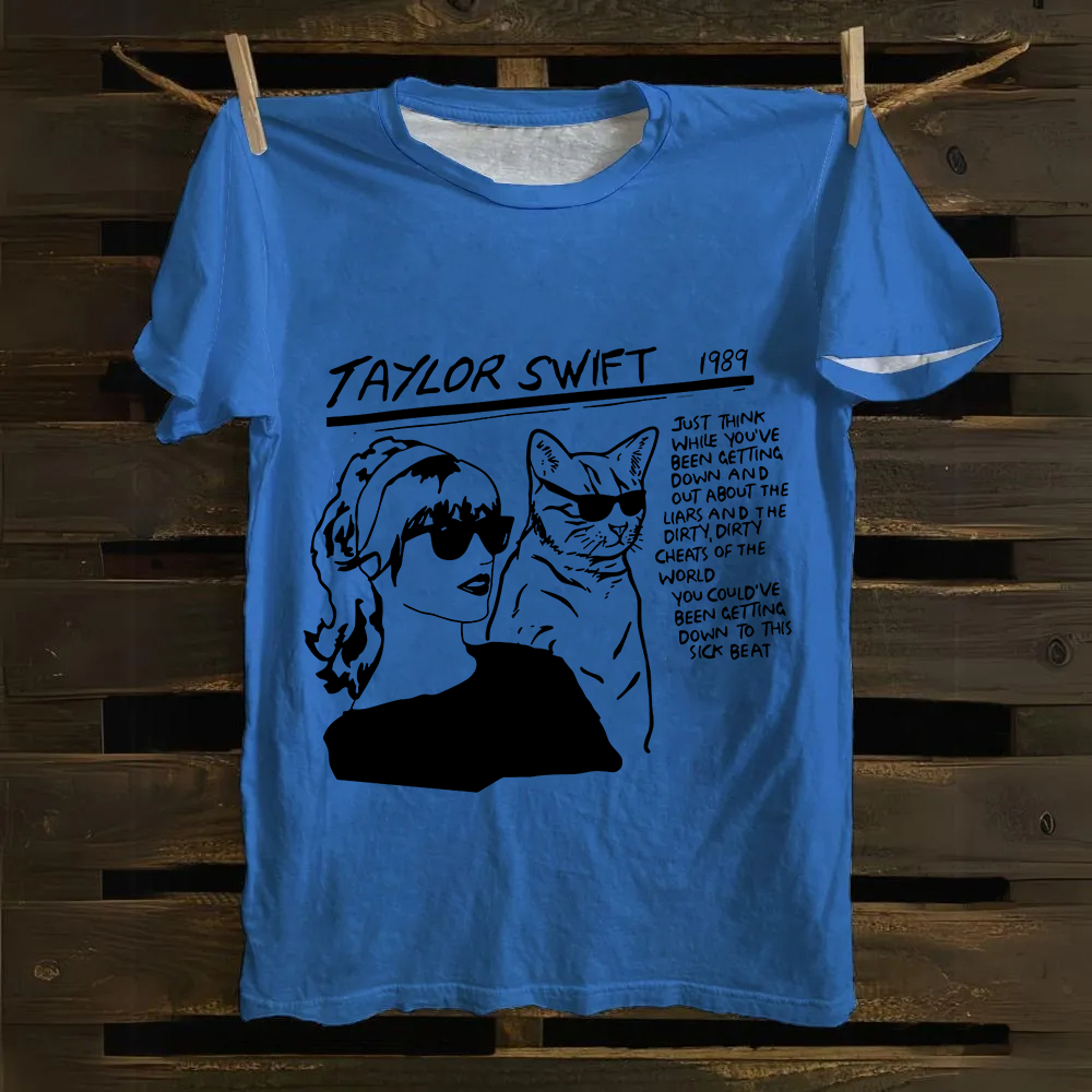 Unisex Casual Taylor Swift Singer Cat Printed cotton T-Shirt
