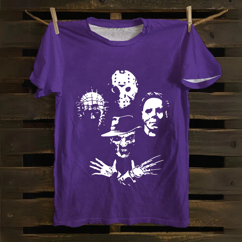 Horror Film Halloween Freddie Jason Hellraiser Grunge Rock Retro Black cotton T-Shirt