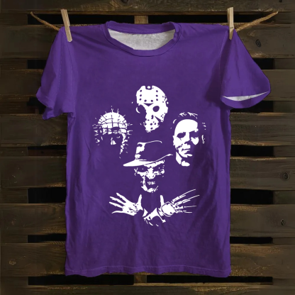 Horror Film Halloween Freddie Jason Hellraiser Grunge Rock Retro Black cotton T-Shirt