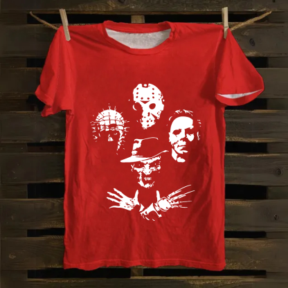 Horror Film Halloween Freddie Jason Hellraiser Grunge Rock Retro Black cotton T-Shirt