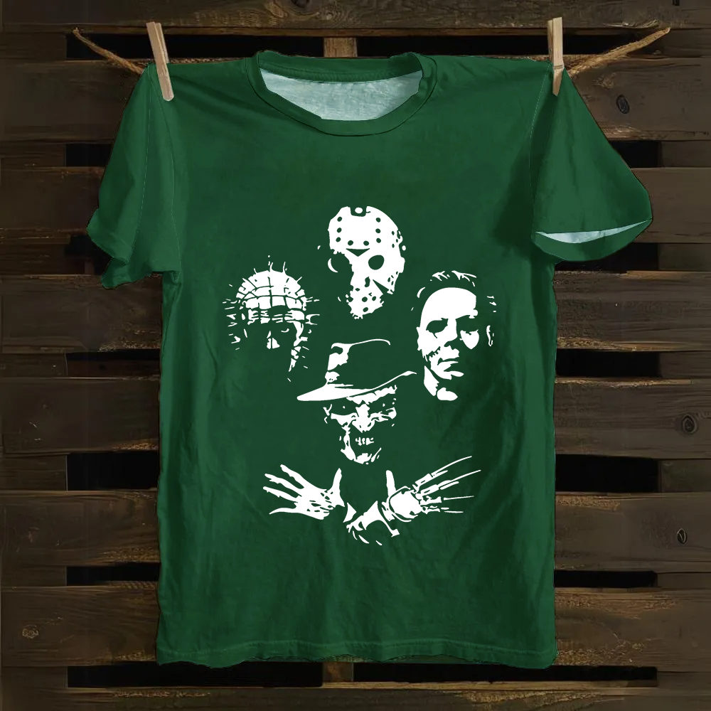 Horror Film Halloween Freddie Jason Hellraiser Grunge Rock Retro Black cotton T-Shirt