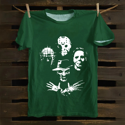 Horror Film Halloween Freddie Jason Hellraiser Grunge Rock Retro Black cotton T-Shirt