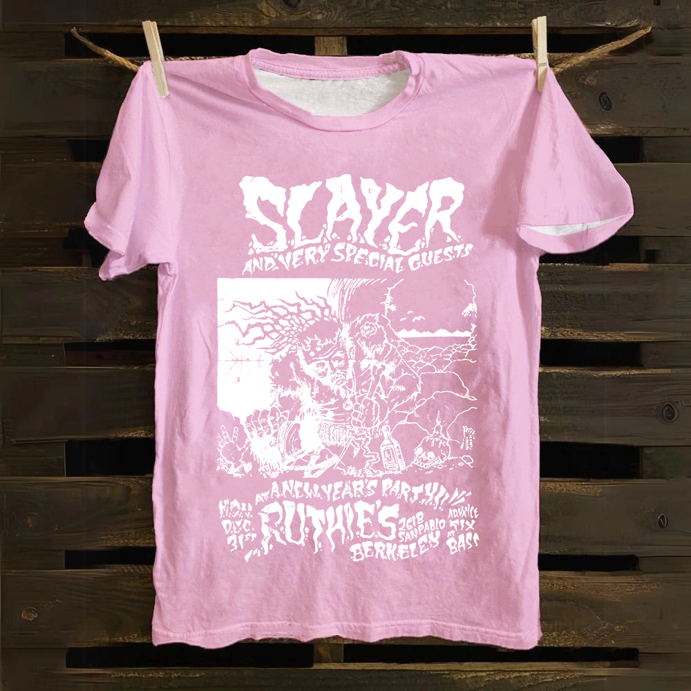 Unisex Retro Slayer Poster Printed cotton T-Shirt