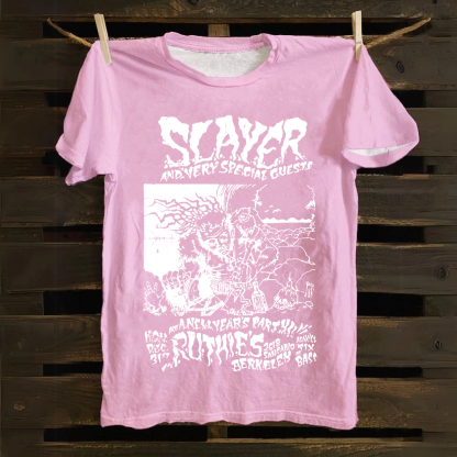 Unisex Retro Slayer Poster Printed cotton T-Shirt