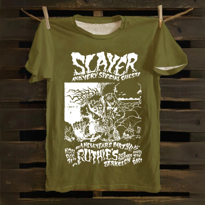 Unisex Retro Slayer Poster Printed cotton T-Shirt