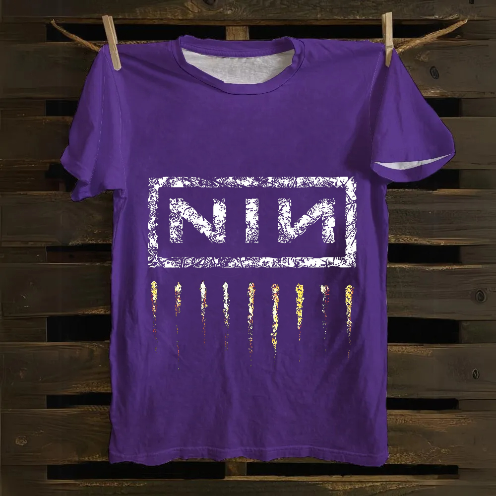 Unisex Vintage Nine Inch Nails Band cotton T-Shirt