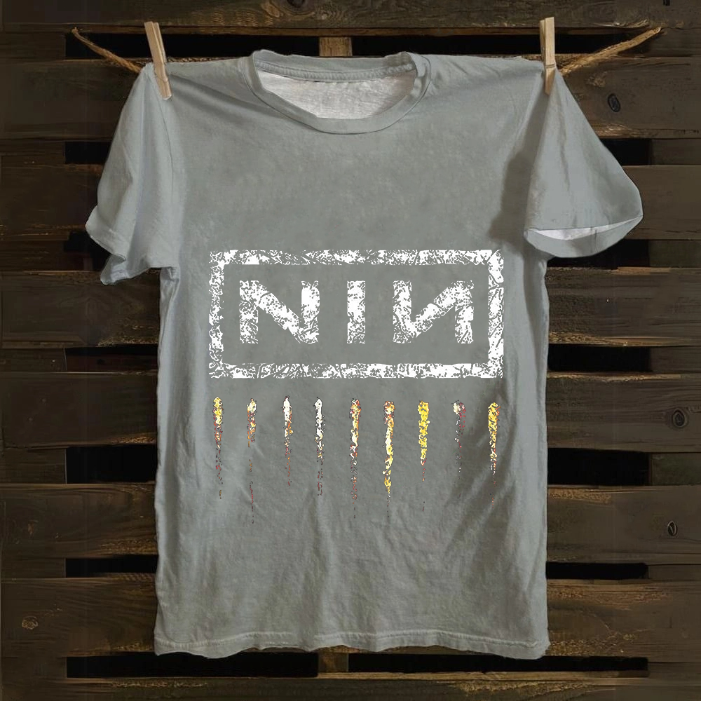 Unisex Vintage Nine Inch Nails Band cotton T-Shirt
