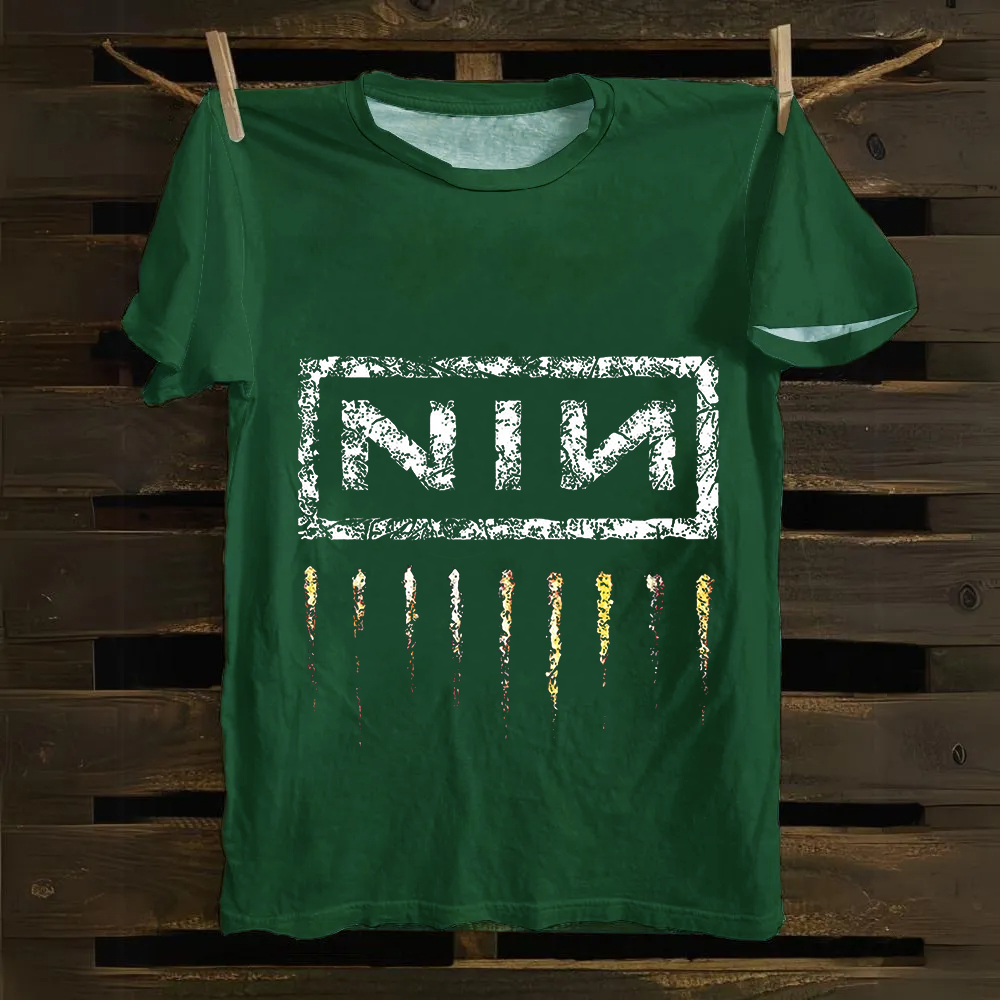 Unisex Vintage Nine Inch Nails Band cotton T-Shirt
