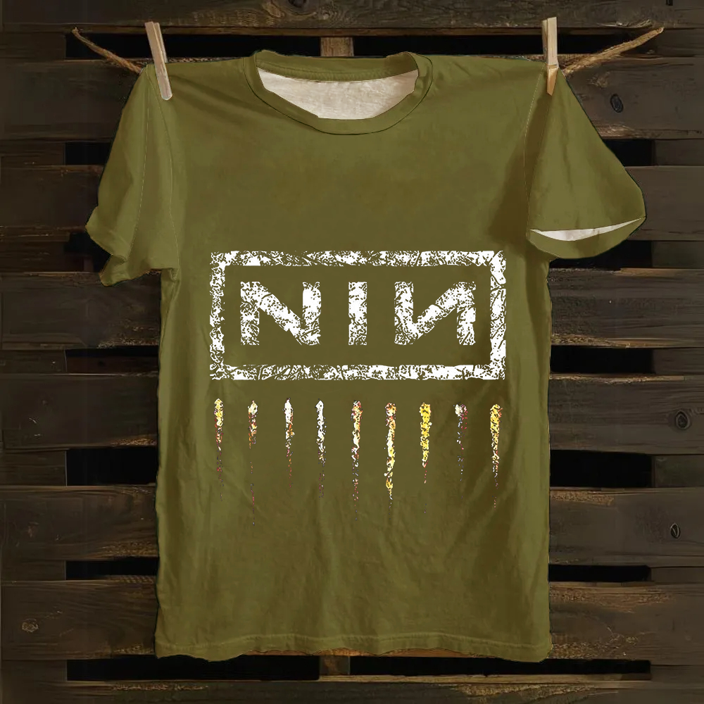 Unisex Vintage Nine Inch Nails Band cotton T-Shirt