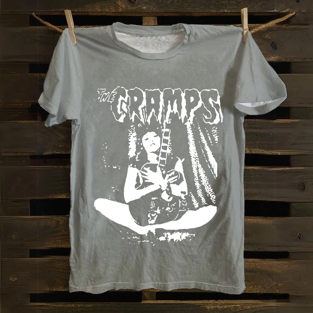 Unisex Vintage The Cramps Band Female guitarist cotton T-Shirt