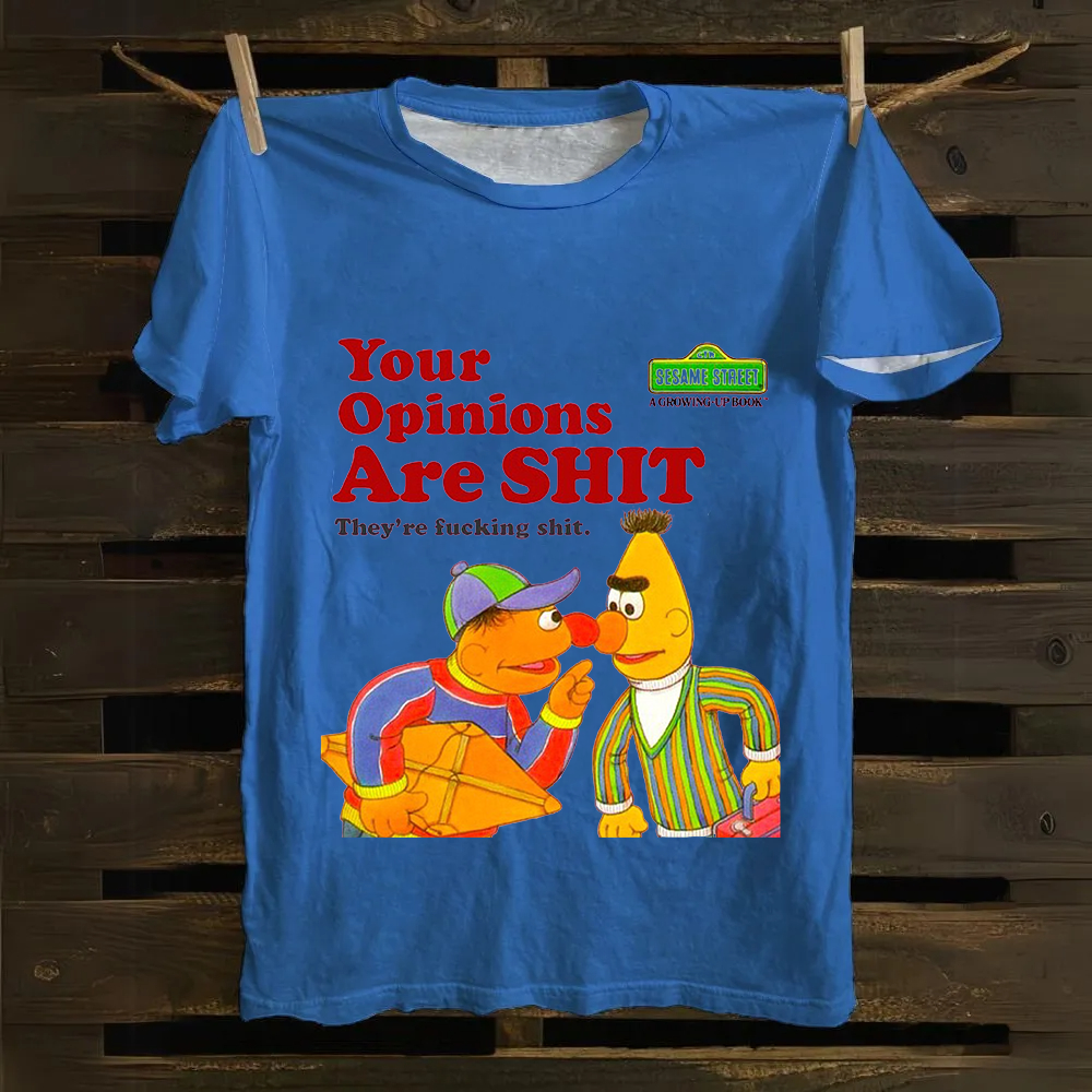 Sesame Street Your Opinions Are SHIT Casual Printed cotton T-Shirt