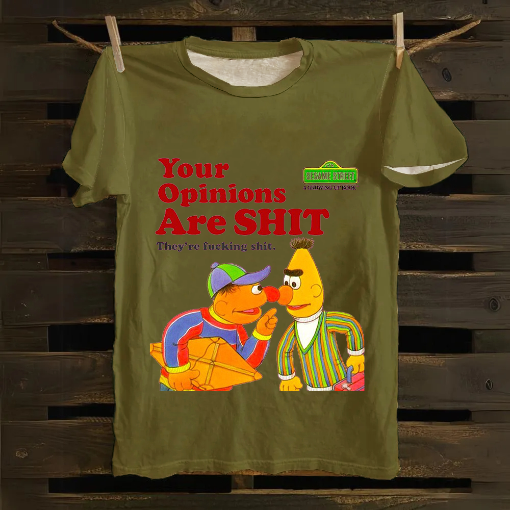 Sesame Street Your Opinions Are SHIT Casual Printed cotton T-Shirt