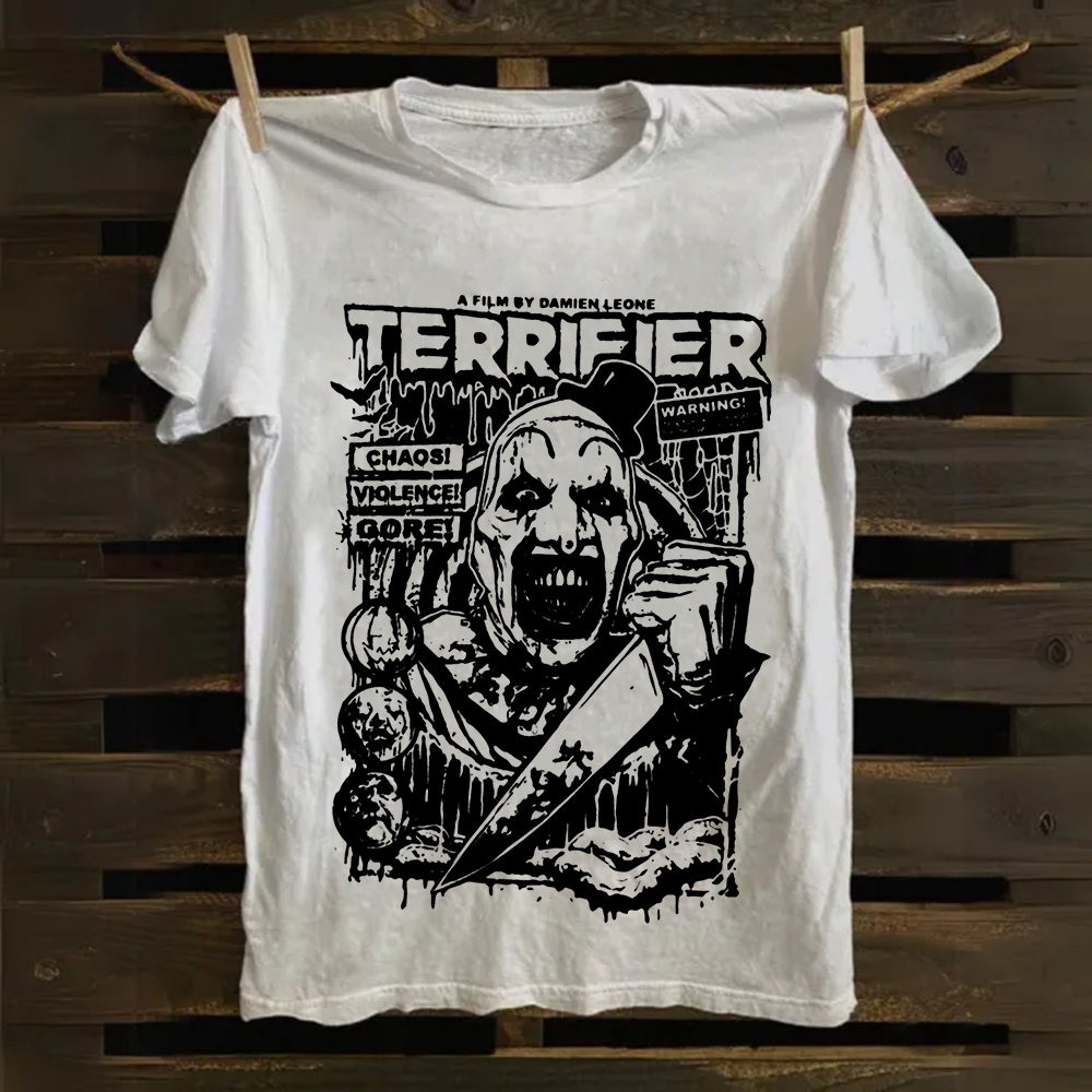 Unisex Vintage Terrifier Print Casual Cotton T-Shirt