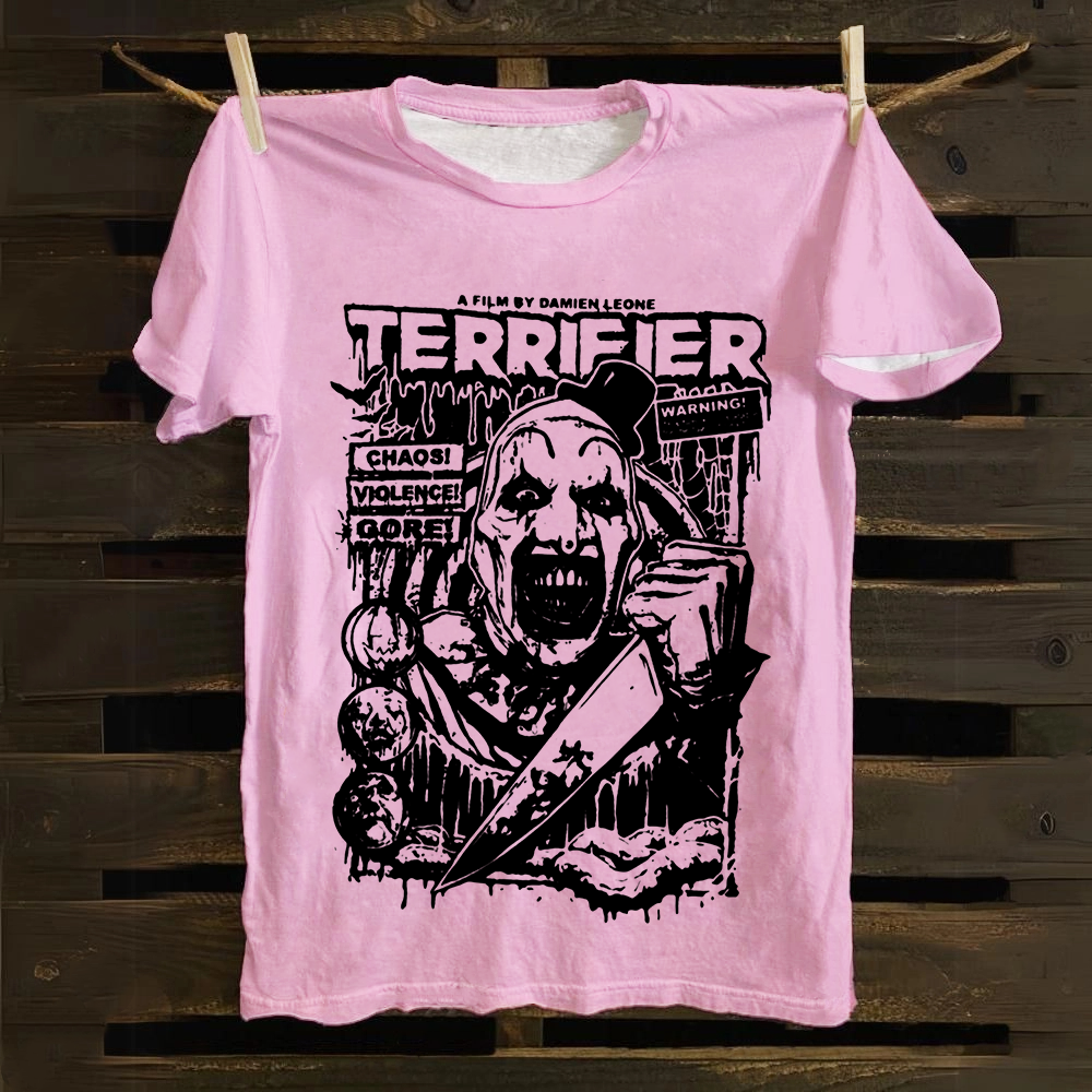 Unisex Vintage Terrifier Print Casual Cotton T-Shirt