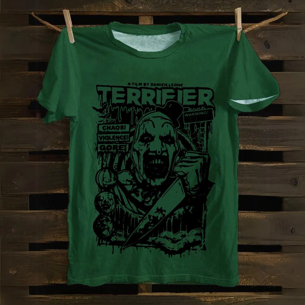 Unisex Vintage Terrifier Print Casual Cotton T-Shirt