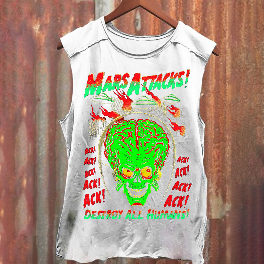 Unisex Vintage Washed Mars Attacks Tank Top