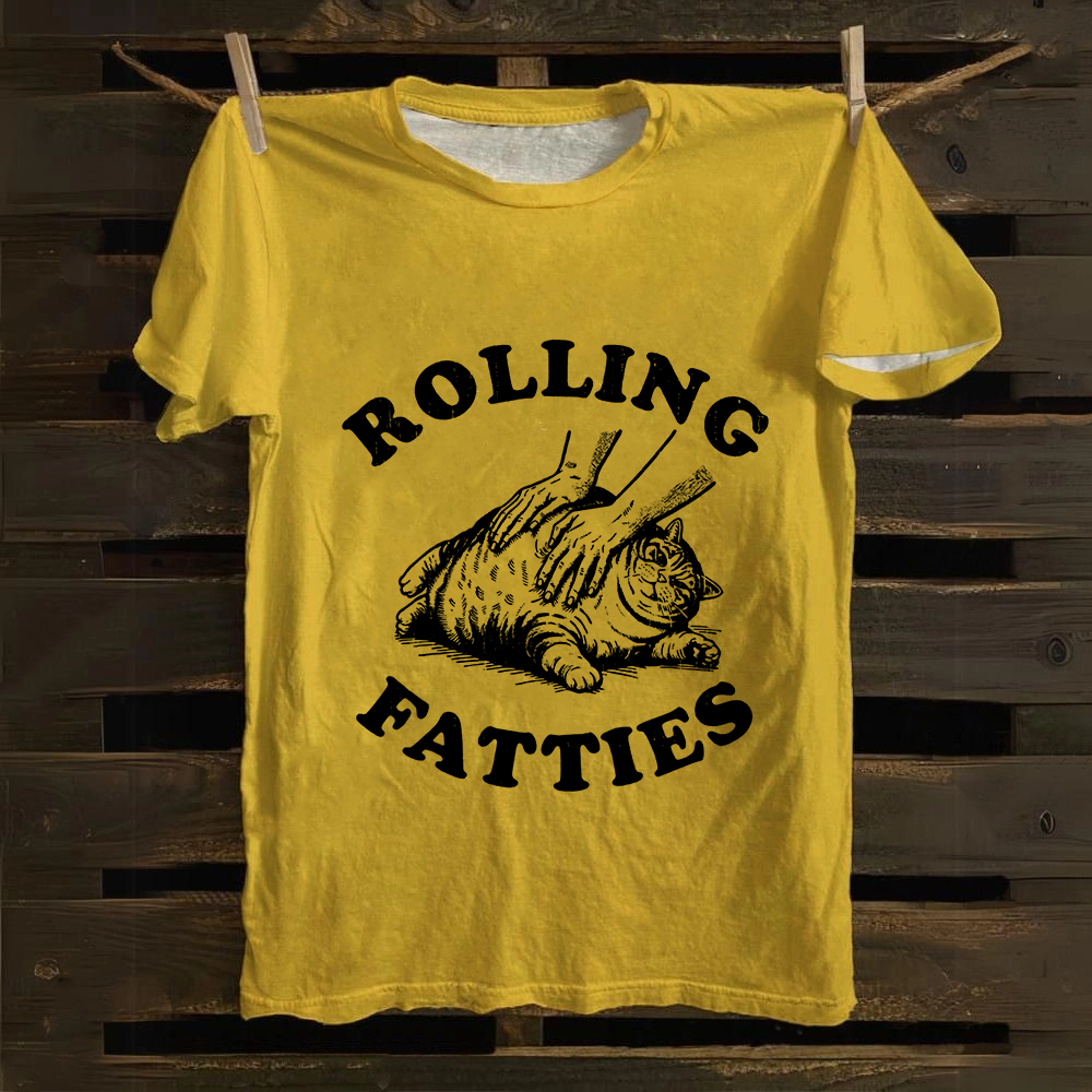 Unisex Rolling Fatties Print Classic Cotton T-Shirt