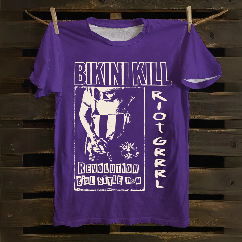 Unisex Vintage Bikini Kill Rock Band  Cotton T-Shirt