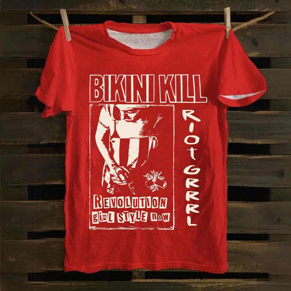 Unisex Vintage Bikini Kill Rock Band  Cotton T-Shirt