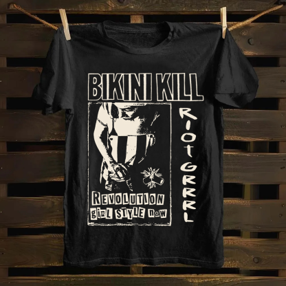 Unisex Vintage Bikini Kill Rock Band  Cotton T-Shirt