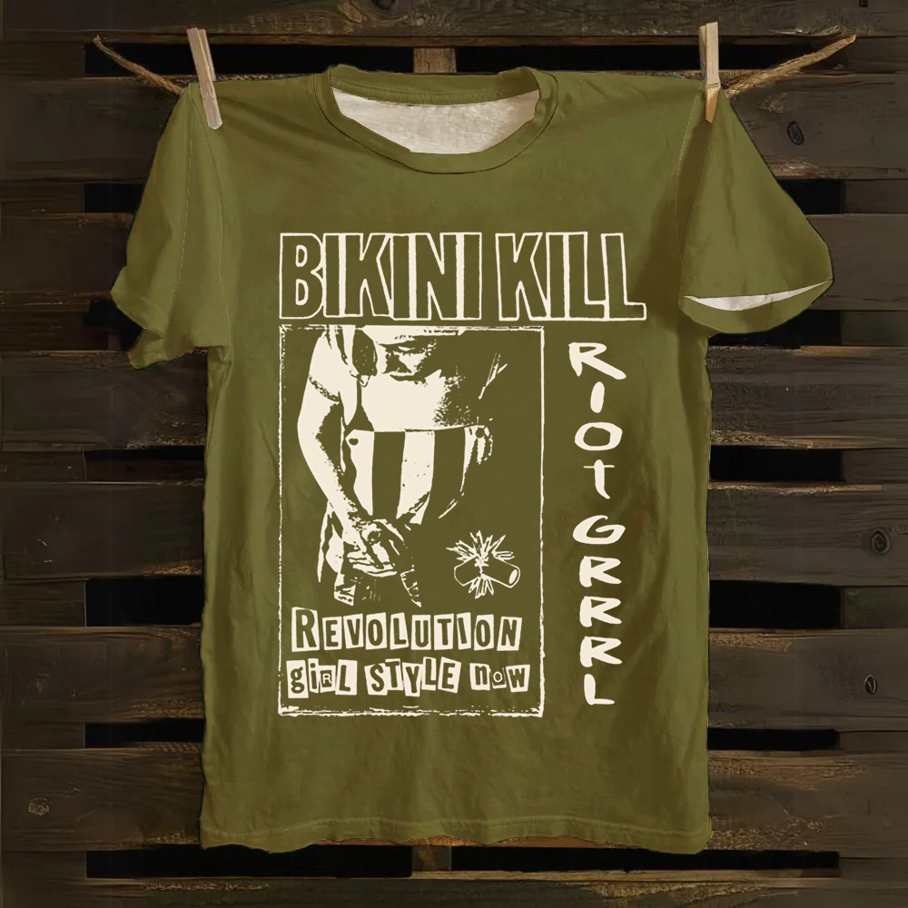 Unisex Vintage Bikini Kill Rock Band  Cotton T-Shirt