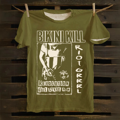 Unisex Vintage Bikini Kill Rock Band  Cotton T-Shirt