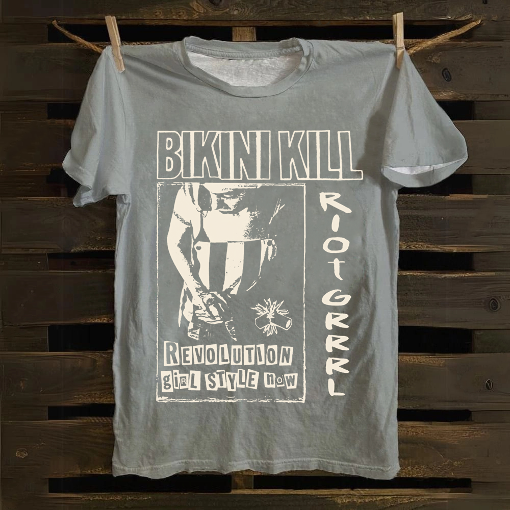 Unisex Vintage Bikini Kill Rock Band  Cotton T-Shirt
