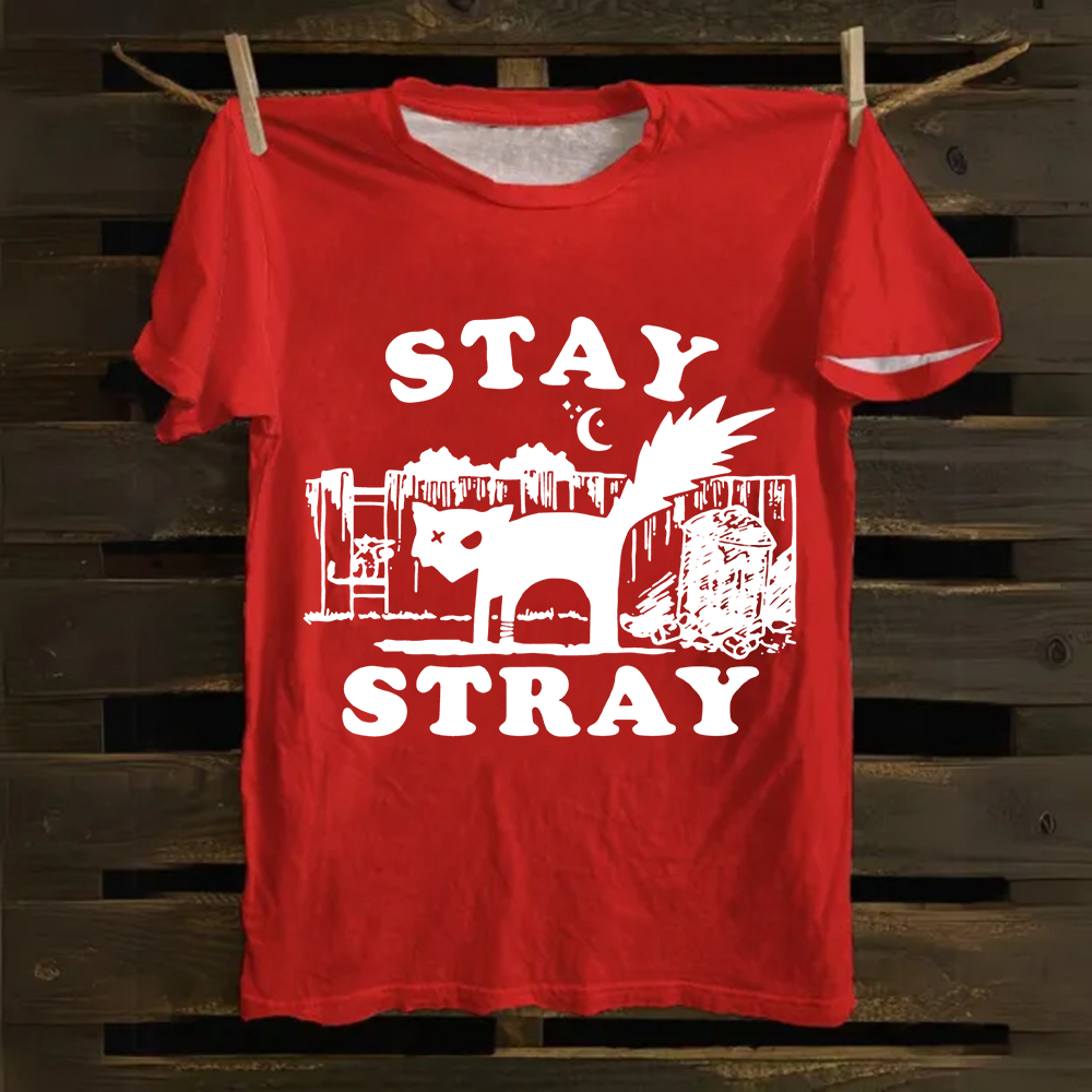 Stray Cat Funny Retro Graphic Unisex Classic Cotton T-Shirt