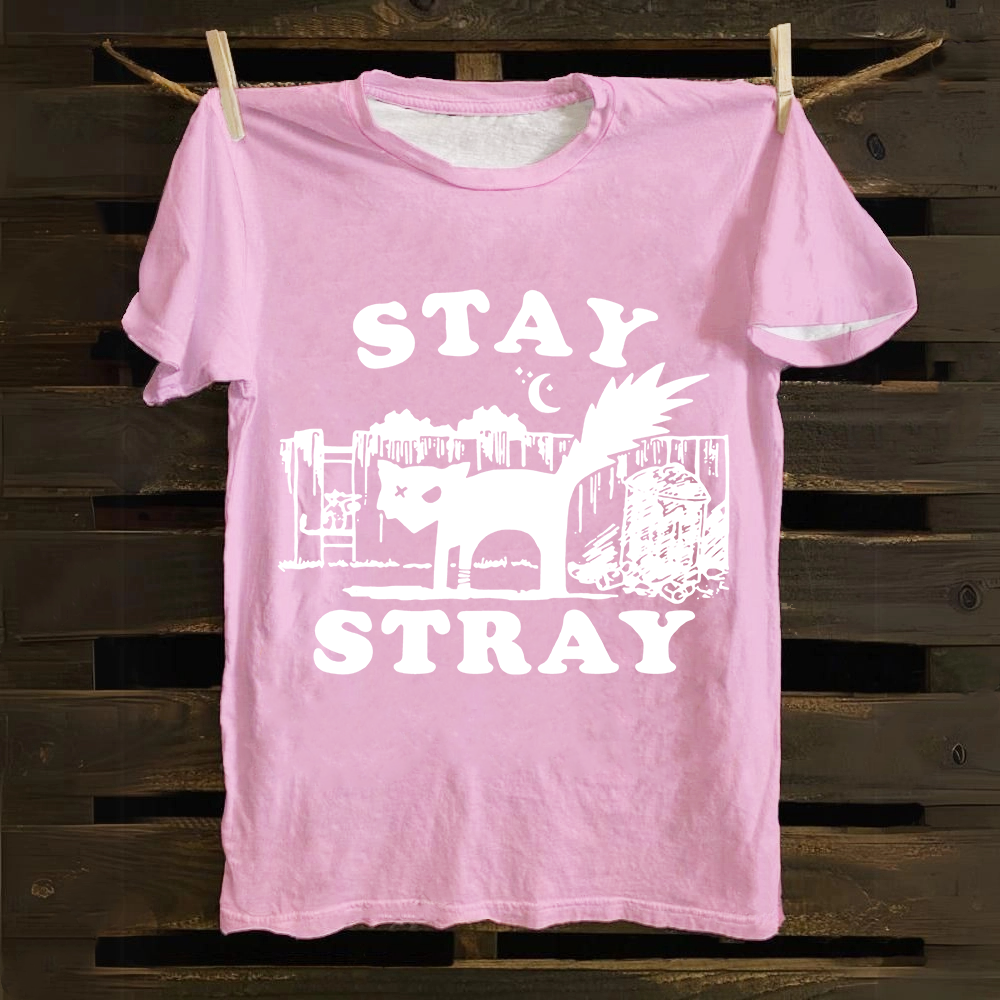 Stray Cat Funny Retro Graphic Unisex Classic Cotton T-Shirt