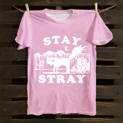 Stray Cat Funny Retro Graphic Unisex Classic Cotton T-Shirt