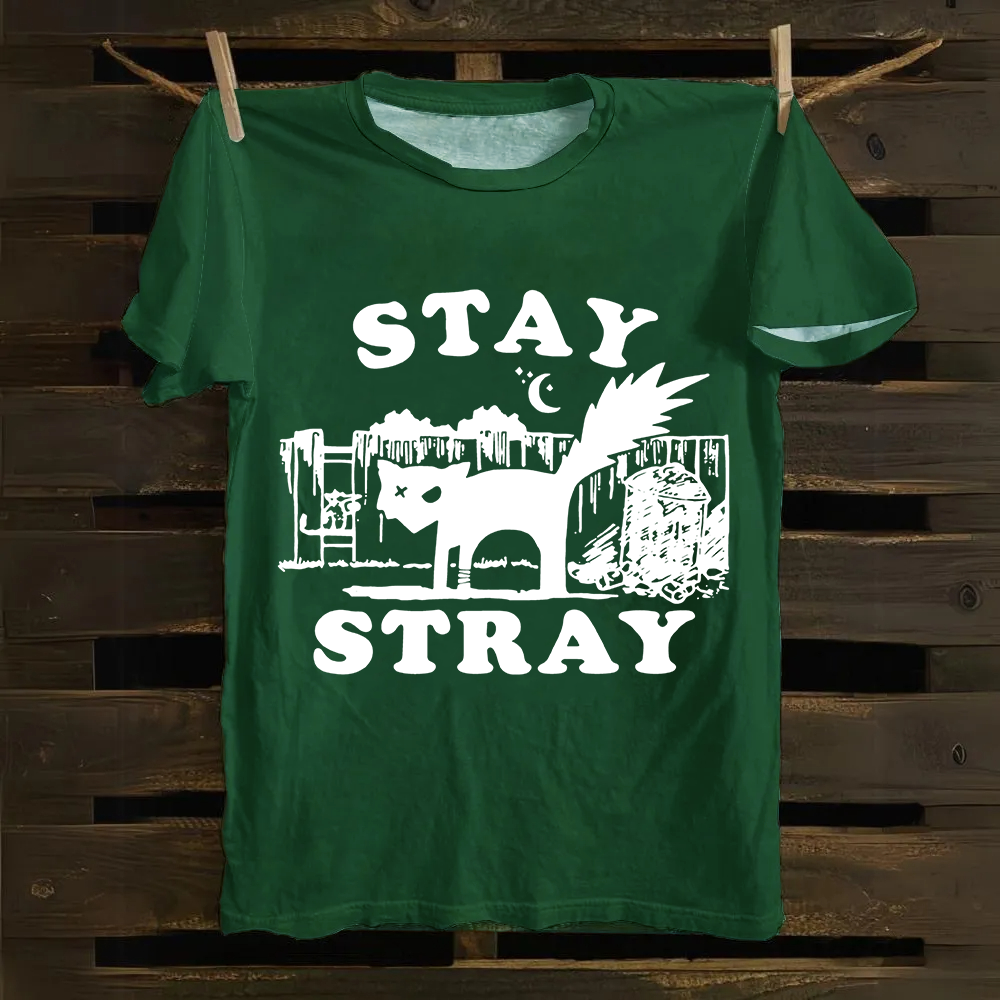 Stray Cat Funny Retro Graphic Unisex Classic Cotton T-Shirt