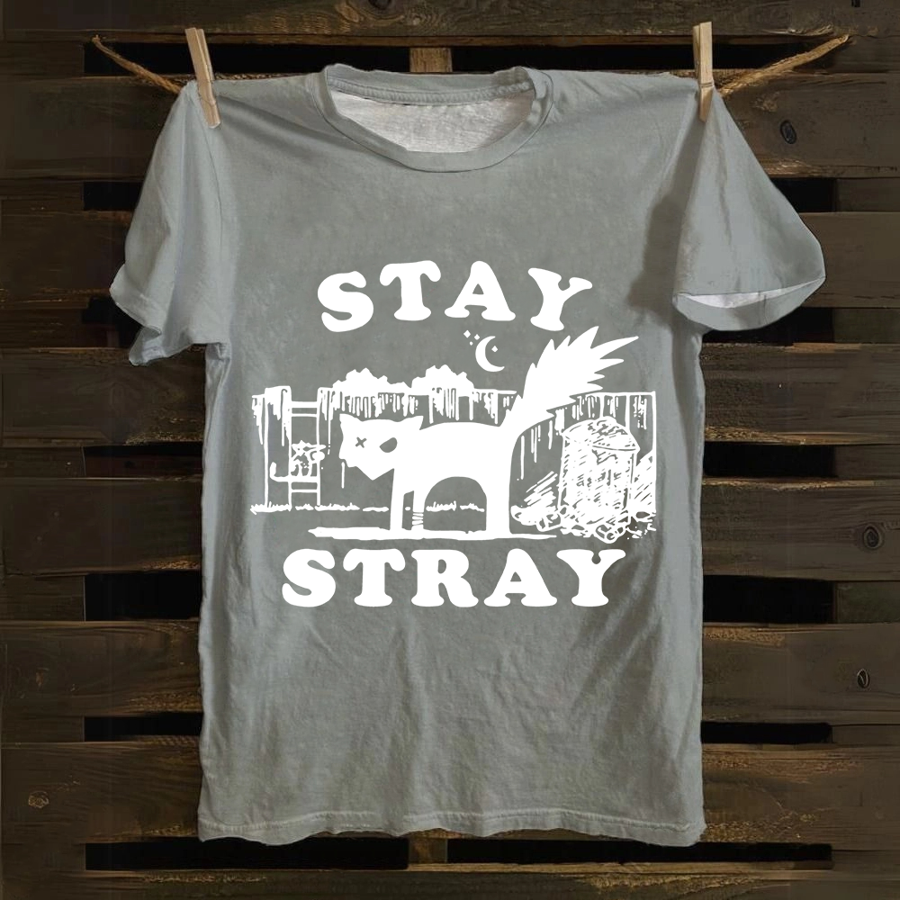 Stray Cat Funny Retro Graphic Unisex Classic Cotton T-Shirt