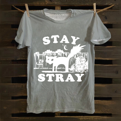 Stray Cat Funny Retro Graphic Unisex Classic Cotton T-Shirt
