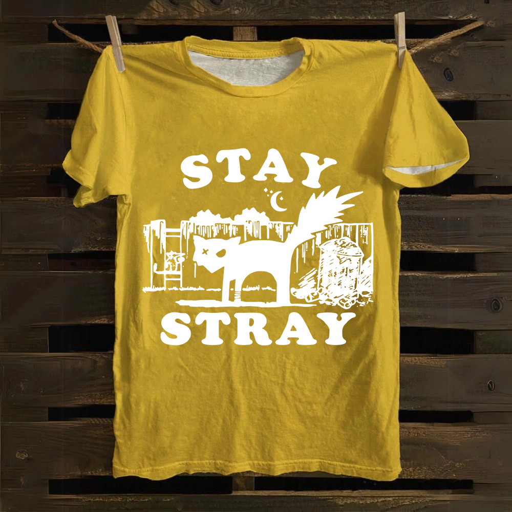 Stray Cat Funny Retro Graphic Unisex Classic Cotton T-Shirt
