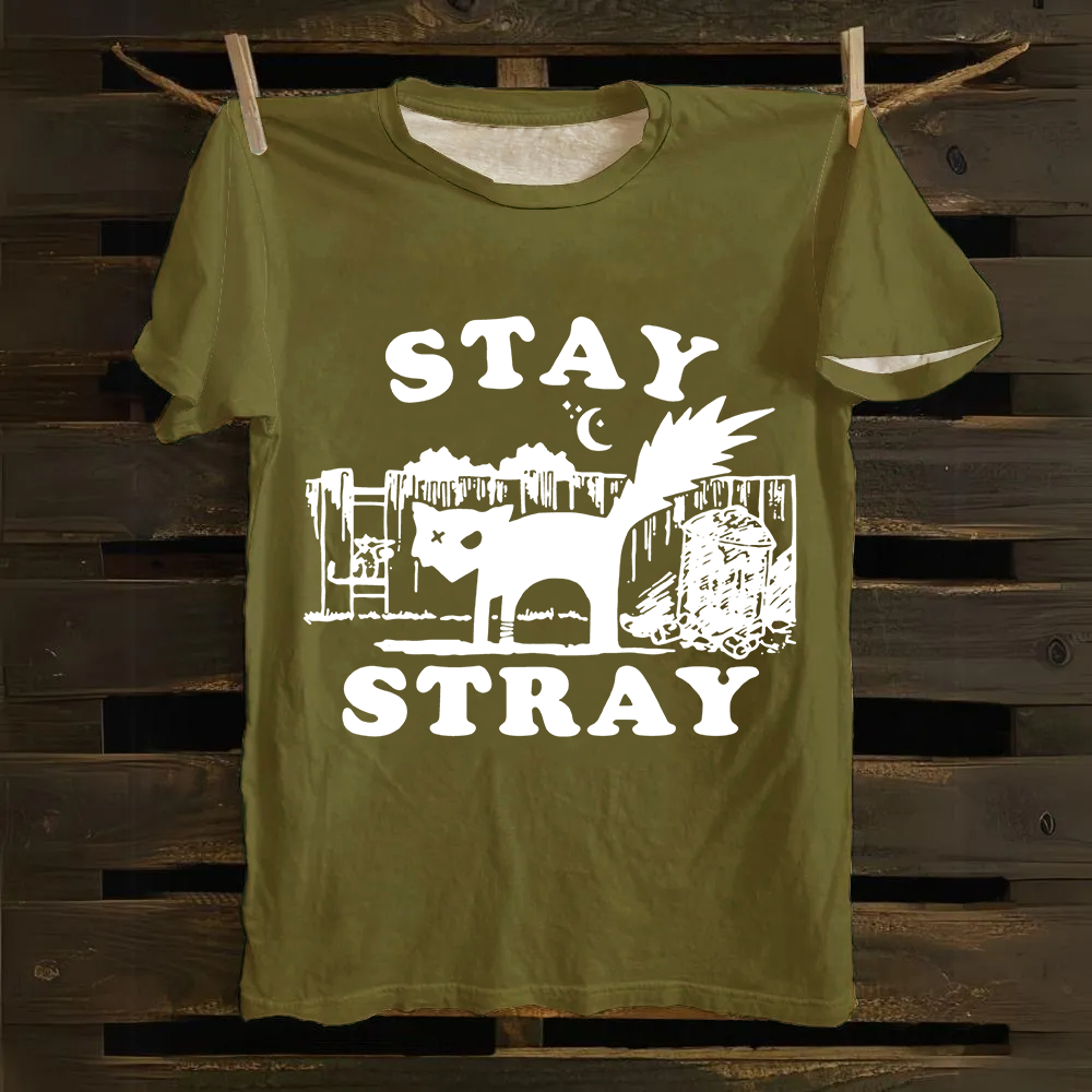 Stray Cat Funny Retro Graphic Unisex Classic Cotton T-Shirt