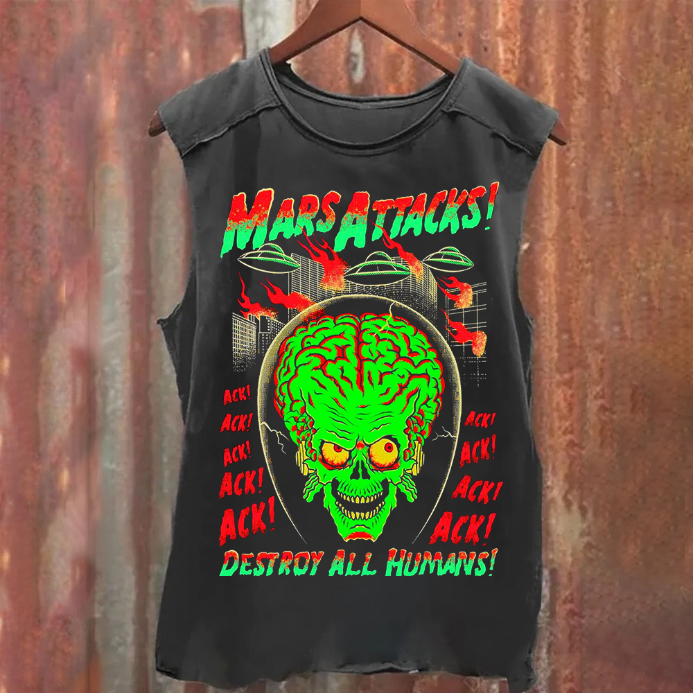 Unisex Vintage Washed Mars Attacks Tank Top