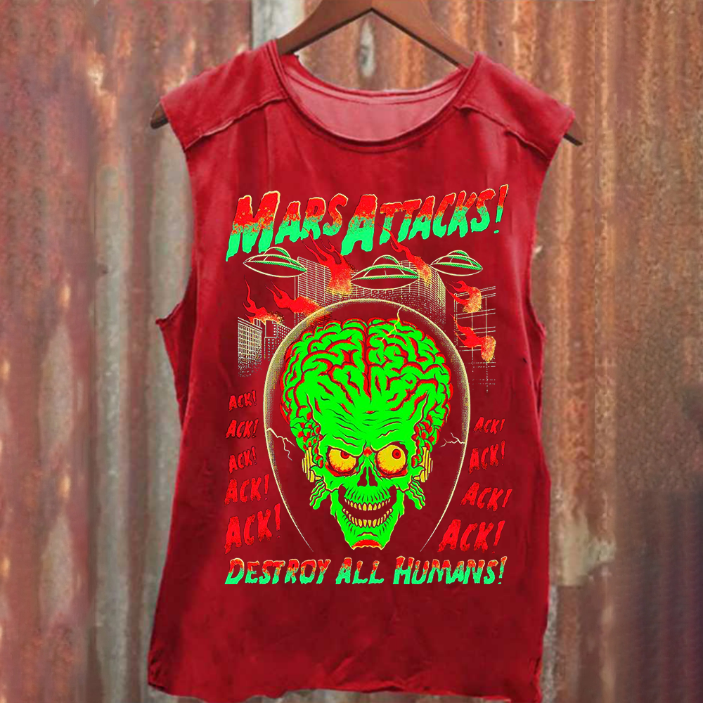 Unisex Vintage Washed Mars Attacks Tank Top